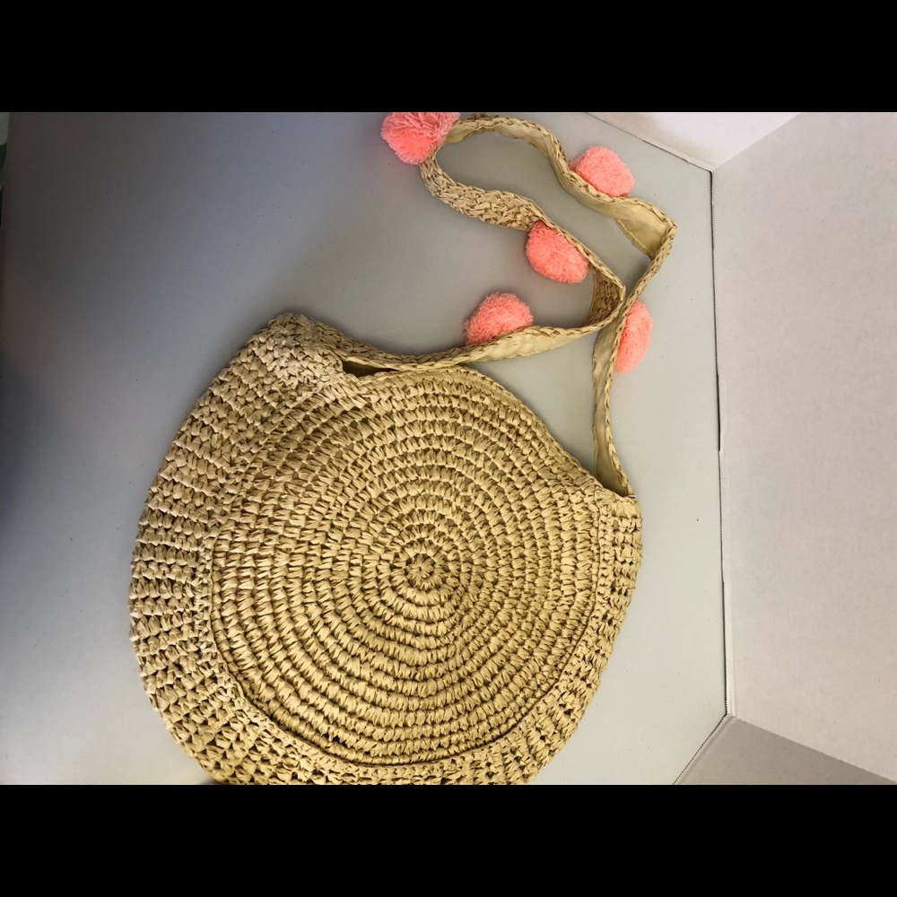 Shiraleah Raffia Straw W/Pom Pom Crossbody Bag - Picture 6 of 9